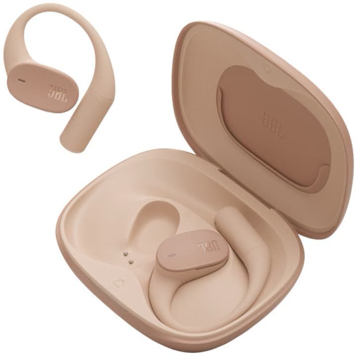 Casti Open-Ear JBL Sense Lite, True Wireless, Bluetooth, 4 microfoane, Multipoint, Autonomie 32 ore, IP54, Bej — 2
