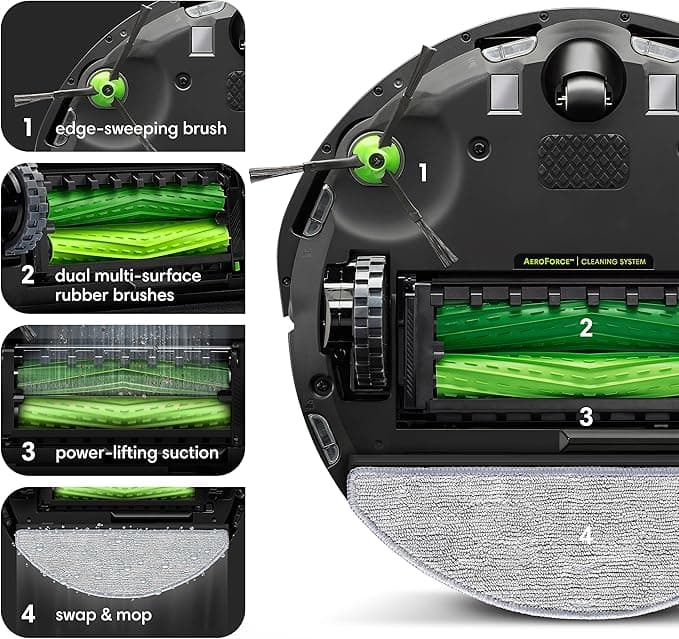 iRobot Roomba Combo i5+ Aspirator robot cu auto-golire, curăță în funcție de cameră cu mapare inteligentă, se golește singur până la 60 de zile, funcționează cu Alexa, sistem de operare personalizat de curățare — 2