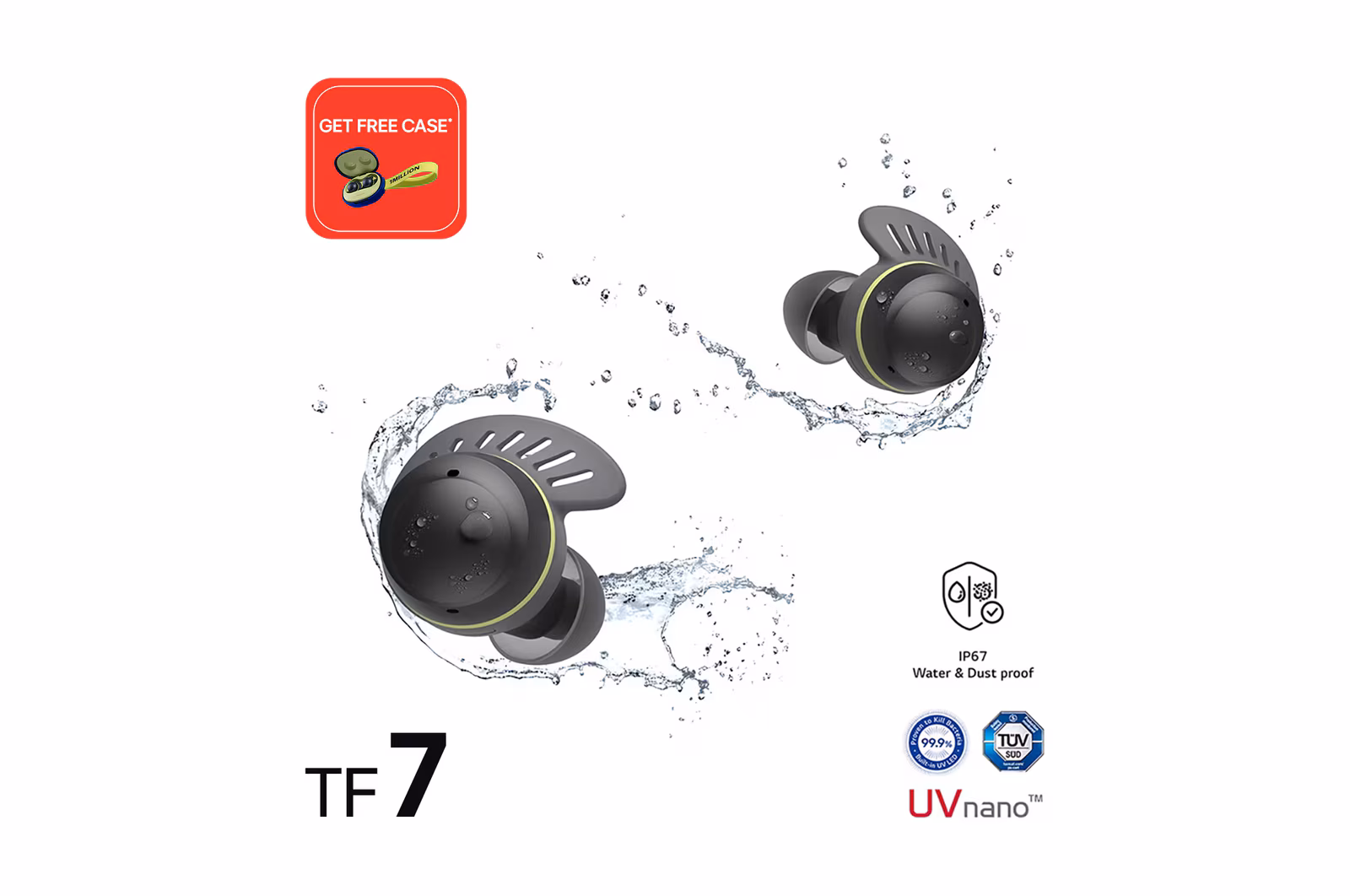LG TONE Free fit TF7, UV Earbuds, IP67 Waterproof, Active Noise Cancellation — 1