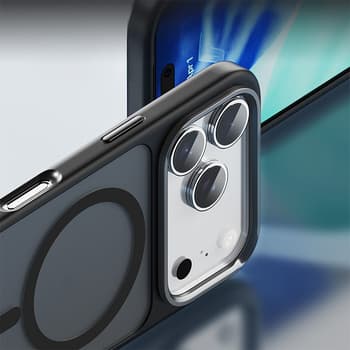 Carcasă magnetică Rock Guard Touch Matte Series pentru iPhone 17 Pro Max, neagră (ramă metalică cu lentilă) — 6