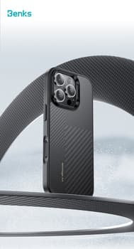 Carcasă Benks Montage Magnetic Armor Pro Kevlar cu ramă metalică  iPhone 15 Pro, neagră — 3