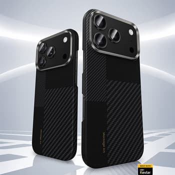 Carcasă Benks Montaj Magnetic Armor Air Kevlar cu ramă metalică iPhone 17 Pro Max, neagră — 5