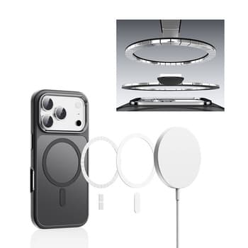 Carcasă magnetică Rock Guard Touch Matte Series pentru iPhone 17 Pro Max, neagră (ramă metalică cu lentilă) — 5