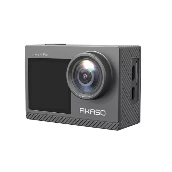 Camera video de actiune AKASO Brave 4 Pro, 20MP, 4K 30FPS, Stabilizare in 6 axe, Micro HDMI, Ecran IPS 1.4"/2", Timelapse, Slow Motion (Negru) — 2