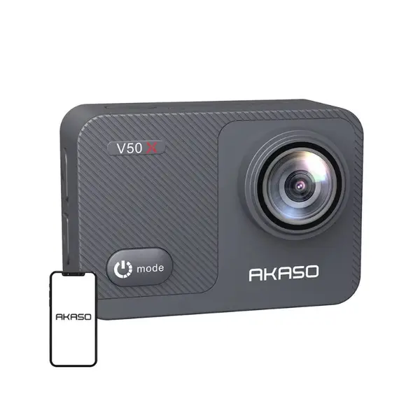 Camera video de actiune AKASO V50 X, 4K 30FPS, 20MP, Ecran LCD 2", Stabilizare 6 axe, Zoom 4X (Gri) — 1