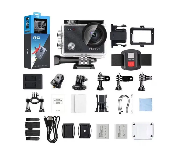 Camera video de actiune AKASO V50 X, 4K 30FPS, 20MP, Ecran LCD 2", Stabilizare 6 axe, Zoom 4X (Gri) — 2