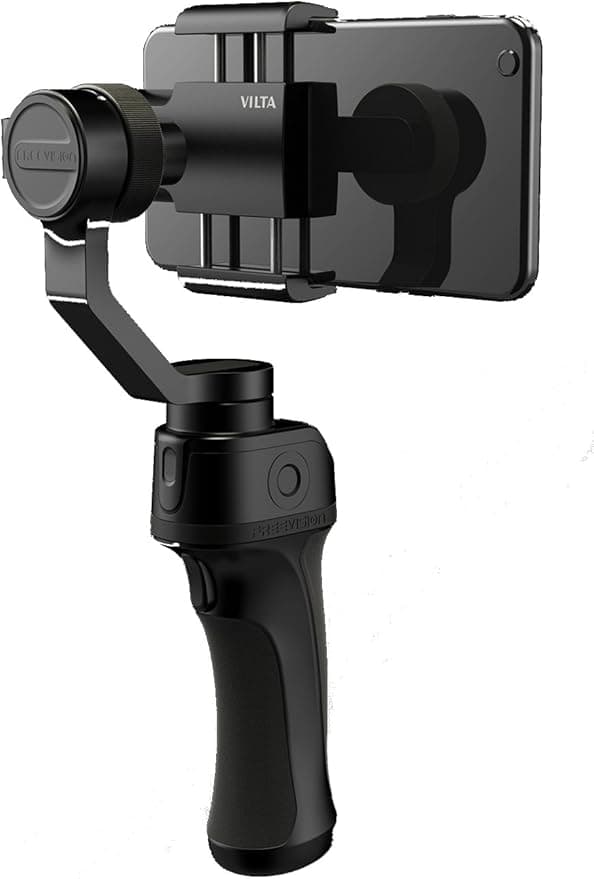 Gimbal stabilizator portabil VILTA pe 3 axe pentru telefoane și camere video de acțiune, negru (VILTA-M) — 1