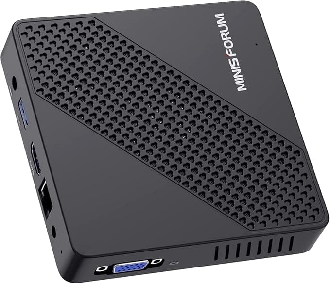 Mini PC MINIS FORUM fără ventilator, Windows 10, 4 GB DDR4 / 64 GB, procesor eMMC Intel Celoren N4020, mini computer desktop, conexiune HDMI și VGA, Wi-Fi Dual Band 2.4+5.0 GHz, BT, USB 3.0 * 3 — 1