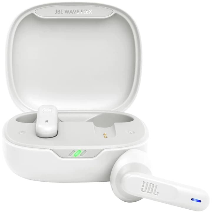 Casti audio in-ear JBL Wave Flex, True Wireless, Bluetooth, Deep Bass, Alb