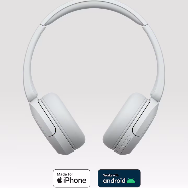Casti On Ear Sony WH-CH520, Wireless, Bluetooth, Microfon, Multipoint connection, Quick Charge, Autonomie 50 ore, Alb