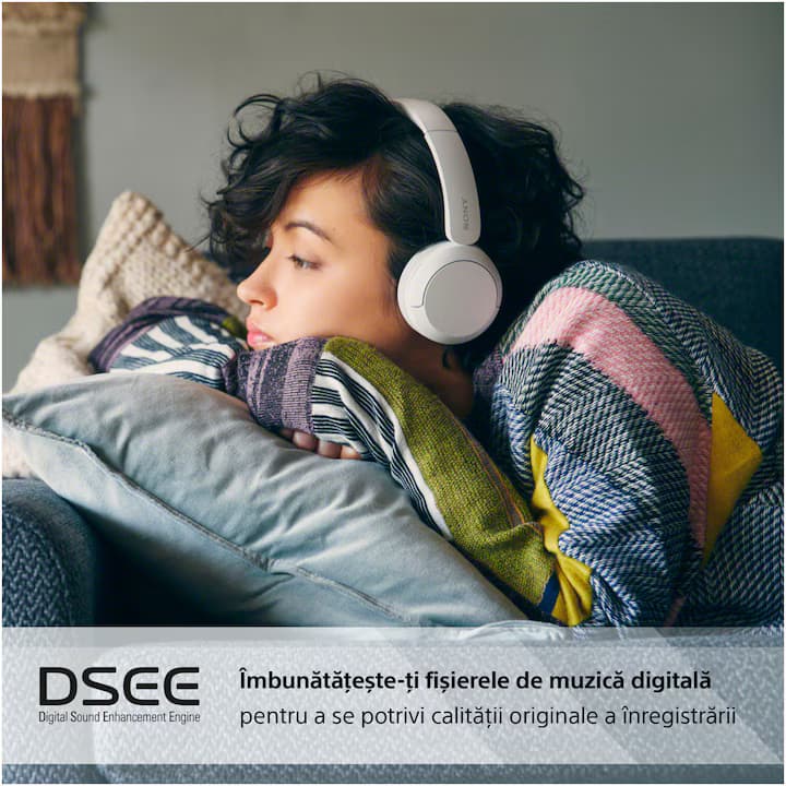 Casti On Ear Sony WH-CH520, Wireless, Bluetooth, Microfon, Multipoint connection, Quick Charge, Autonomie 50 ore, Alb — 4