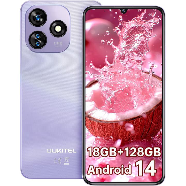 Telefon mobil OUKITEL C51, 18GB RAM, 128GB, 6.8 inch, 5150mAh, 13MP+5MP, Violet, Dual SIM