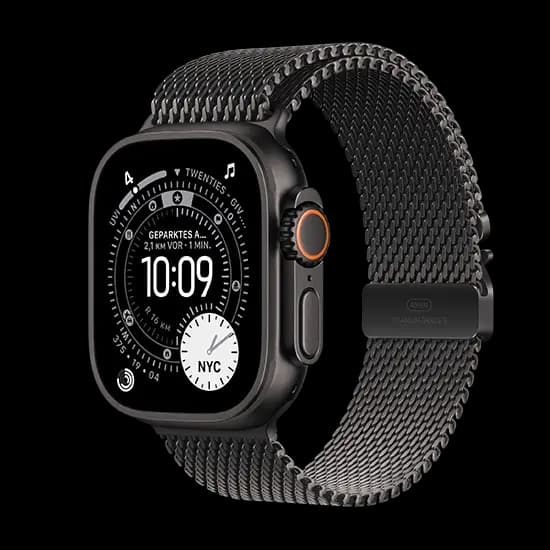 Apple Watch Ultra 3  49mm Black Titanium Case with Black Titanium milanese Loop L - Black