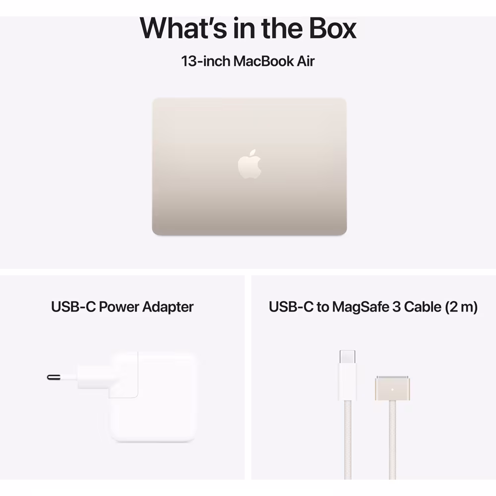 MacBook Air 13 Apple M4, 13.6" 16GB, SSD 256GB, Starlight, Tastatura layout GERMANIA — 5