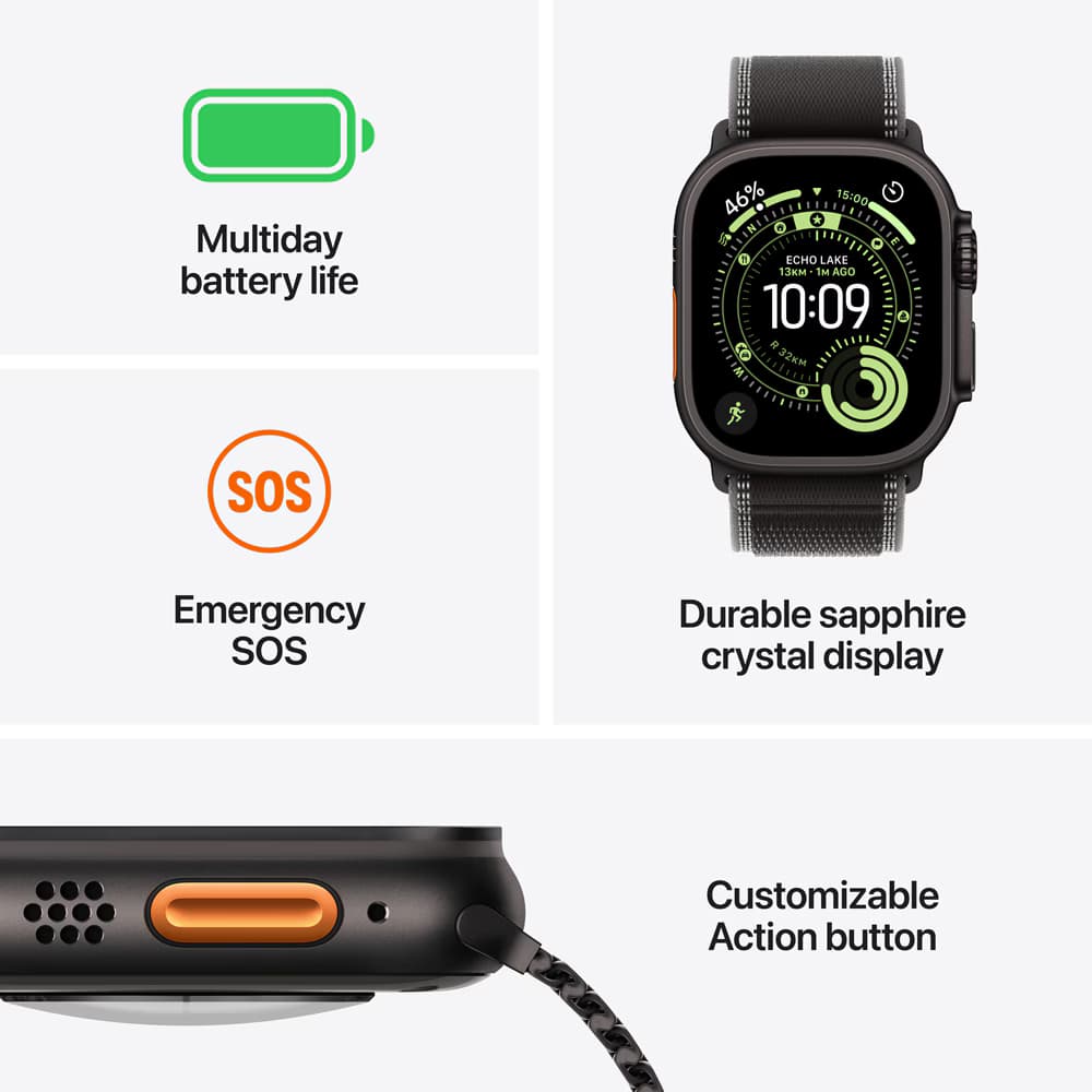 Apple Watch Ultra 3 GPS+Cell. 49mm Black Titanium Black/Charcoal Loop S/M — 3