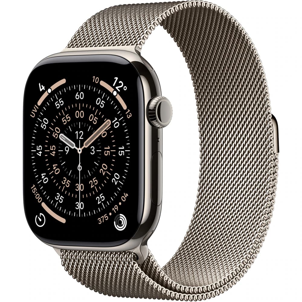 Apple Watch 11, GPS + Cellular, 42 mm, Natural Titanium Case, Natural Milanese Loop — 1