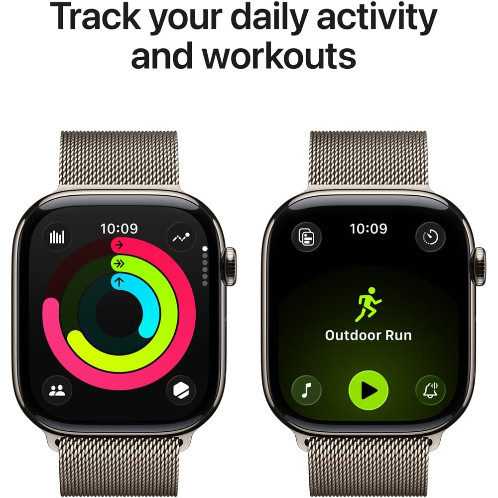 Apple Watch 11, GPS + Cellular, 42 mm, Natural Titanium Case, Natural Milanese Loop — 3